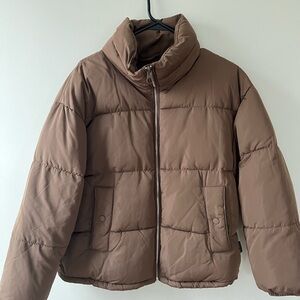 Brown puffer jacket